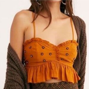 Free People Orange Embellished Camisole